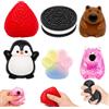 Henjunu 6 Pezzi Taba Squishy Antistress, Squeeze Giocattoli | Fufu Squishy Fragola, Zampa Gatto, Pinguini e Kapibala, Antistress Giocattoli per Esercizio Alle Mani e Alleviare lo Stress