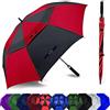 Baraida Ombrello da golf grande, 157,5 cm, extra large, a doppia cupola, ventilato, antivento, impermeabile, apertura automatica, per uomini, donne e famiglia (157,5 cm, rosso nero)