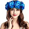 HKSICHENGKEJIUK Corona con rose e fiori, da donna, copricapo gotico per capelli, per travestimenti, cosplay, feste, Halloween, giorno dei morti, accessori per foto (blu, taglia unica)