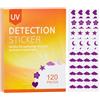 OPEIXSAYKOC 120 adesivi UV per protezione solare, adesivi UV per crema solare | Cerotti di protezione solare, adesivi di rilevamento UV, crema solare promemoria, per interni, esterni, spiaggia, viaggi