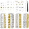 Rainway 4 scatole di strass per unghie per nail art, con gioielli, 3D Nail Charms Deco
