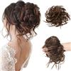SEGO Chignon Elastico con Capelli Ricci Finti Extension Spettinato XXL Hair Magic Bun Carina 45g Coda Finta Treccia - Marrone Chiaro