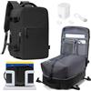 HPLQQ Borsa da Cabina per Easyjet Zaino Sottovuoto da Viaggio con Pompa Aereo Bagaglio a Mano Impermeabile Lavoro e Scuola Trekking Casual Daypack per 14 laptop,F01-Nero