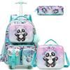Egchescebo Zaino Trolley Elementare Bambina Ruote Regoli da 17" Viaggio Carrello