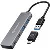 Graugear Hub Usb Graugear G-HUB2A2CAC 2x USB-A/2x USB-C con adattatore USB Tipo C Grigio [G-HUB2A2C-AC]