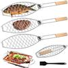 GORPENT 3 supporti per barbecue per pesce con manico in legno, 63 x 12 cm, grandi griglie per pesci con manico in metallo, pinze per barbecue e barbecue