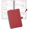 POPRUN Agenda 2026 Piccola Spirale 16 x 10,5 cm, Copertina Morbida, Planner 2026 Tascabile con Righello in Plastica, Pelle Vegana, Carta Spessa da 100 GSM, Borgogna