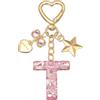 PATIKIL Simpatico portachiavi con lettera iniziale, portachiavi da donna Bling Love farfalla stella portachiavi per borsa zaino