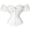 OPLERT Top corsetto con maniche in pizzo per donna, intimo modellante vintage floreale, top bustier con corsetto a seno intero