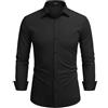COOFANDY Camicia da uomo a maniche lunghe, elasticizzata, vestibilità regolare, tinta unita, facile da stirare, per il lavoro e il tempo libero