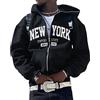 ORANDESIGNE Felpa con Cappuccio con Lettere Stampa da Uomo Manica Lunga Hip Hop Pullover con Zip per Coppie Giacche Casual Felpa Gotico Harajuku Ragazzi Adolescenti Streetwear D Nero S