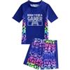 JiAmy Costume da bagno da gioco per ragazzi, set da 2 pezzi, con maglietta a maniche corte e costume da bagno con pantaloncini da bagno ad asciugatura rapida, protezione dai raggi UV, per bambini dai