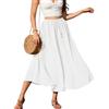 Zeagoo Gonna Lunga Donna Elegante Vita Alta Maxi Gonna con Coulisse Gonne Monocolore Casual Midi Gonna da Cerimonia Cocktail Bianca Primavera Estate L