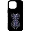 Pink Cowgirl Disco Custodia per iPhone 16 Pro Piastrelle in stile gotico a specchio con lacci in pelle nera