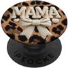 Motherleopard Leopard Print Mama Bow Gri Motherleopard Leopard Print Mama Bow PopSockets PopGrip Adesivo