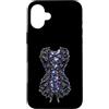 Pink Cowgirl Disco Custodia per iPhone 16 Plus Piastrelle in stile gotico a specchio con lacci in pelle nera