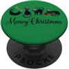 Gatto Nero Luci Natale Collezione Gatto Nero Luci Natale Luci Cappello Babbo PopSockets PopGrip Adesivo