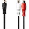 Nedis Cavo audio DIN | spina DIN 5 pin | 2 x RCA femmina | nichelato | 0,20 m | rotondo | PVC | nero | sacchetto di plastica
