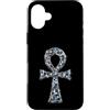 Pink Cowgirl Disco Custodia per iPhone 16 Plus Gotico Ankh Disco Ball Specchio Mosaico Celeste Festival