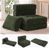 Fabulcozy Divano Convertibile 4 in 1, Poltrona 1 Posto Pieghevole con Tasca Laterale Portaoggetti, Morbida Schiuma, Velluto a Coste, Cuscino e Poggiatesta, per Soggiorno o Piccoli Spazi,Verde