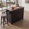 Mendler Isola cucina HWC-P61 con 2 sgabelli, credenza con sportelli con ripiani MDF 90x120x45 cm - nero, legno scuro
