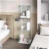 BSMGSGN Vetrinetta in Vetro con Striscia LED, Vetrina per Collezionismo, 123.3x39.8x35 cm, con 3 Ripiani in Vetro, 1 Porta e Serratura, Bianco (Bianco-A, 1 Porta+3 Ripiani-Striscia LED)