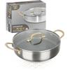 KASANOVA Tegame 28 cm triplo strato Tri Ply - Gold con coperchio