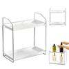 runyuanshuo Porta Oggetti Bagno Verticale, Porta Profumi Portaoggetti Bagno a due Ripiani, Organizer Bagno Mensola Bianca a Due Livelli in Acciaio Inox e Plastica Bianco