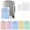 ZUPAPJO 20Pz Sacchetti Organizer Viaggio con 24 Adesivi, Sacchetti Salvaspazio Impermeabili EVA con Cerniera, Trasparenti per Stoccaggio Vestiti Scarpe Cosmetici Casa e Viaggio (Piccola Daisy)