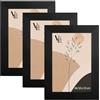 Velora Home&Living VELORA H&L Set da 3 Cornici Foto Nere A6 10 x 15 cm - Cornici in Legno con Plexiglass Trasparente, Portafoto da Parete, Cornici per Poster, Fotografie, Puzzle, Diplomi e Certificati