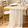 JJZGPP 90 x 300 cm Runner Beige Chiffon,Runner da Tavolo Boho Garza,Moderno Runner | Decorazione Runner da Tavolo Moderno ,Decorazione da Tavolo da Cucina, per Interni, Vacanze, Matrimoni