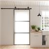 HOMCOM Porta Scorrevole Esterna Muro 91.4x203.2 cm in Vetro Satinato | Sistema Soft-close Silenzioso, Binario in Acciaio, Kit Ferramenta, Porta da Interno Stile Industriale, Impermeabile, Bagno
