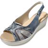 JOMIX Sandali Donna Comodi Signora Zeppa Bassa 5 cm Estate Con Strass Fibbia Regolabile Punta Aperta Peep Toe Suola Antiscivolo Sandali Eleganti Per Anziani Passeggio Cerimonia