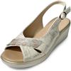 JOMIX Sandali Donna Comodi Signora Zeppa Bassa 5 cm Estate Con Strass Fibbia Regolabile Punta Aperta Peep Toe Suola Antiscivolo Sandali Eleganti Per Anziani Passeggio Cerimonia