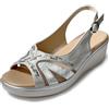 JOMIX Sandali Donna Comodi Signora Zeppa Bassa 5 cm Estate Con Strass Fibbia Regolabile Punta Aperta Peep Toe Suola Antiscivolo Sandali Eleganti Per Anziani Passeggio Cerimonia