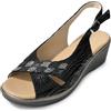 JOMIX Sandali Donna Comodi Signora Zeppa Bassa 5 cm Estate Con Strass Fibbia Regolabile Punta Aperta Peep Toe Suola Antiscivolo Sandali Eleganti Per Anziani Passeggio Cerimonia
