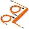 MAMBASNAKE Cavo a spirale USB-C MAMBASNAKE C04 per tastiere meccaniche, cavo personalizzato 2-in-1 tipo "aviator" - cavo USB-A a USB-C e USB-C a USB-C, cavo a doppia guaina con connettore a molla tipo "aviator" a 5 pin - arancione