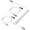 MAMBASNAKE Cavo a spirale USB-C MAMBASNAKE C04 per tastiere meccaniche, cavo personalizzato 2-in-1 tipo "aviator" - cavo USB-A a USB-C e USB-C a USB-C, cavo a doppia guaina con connettore a molla tipo "aviator" a 5 pin - bianco - C0