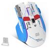 KUIYN G6, mouse tri-modal (cablata, 2.4 GHz, Bluetooth), con porta di tipo C, illuminazione RGB a 11 colori, mouse da gaming meccanico con 10 tasti e tasto "fire", DPI regolabile, compatibile con Windows - blu