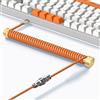 MAMBASNAKE Cavi a spirale personalizzati per tastiere MAMBASNAKE e set di avvolgicavo Aviator - Set con barra metallica fissa per cavi Aviator + cavo USB-C a spirale con connettore aeronautico rimovibile, colore arancione