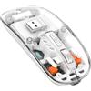 MAGIC-REFINER HXSJ, mouse wireless Bluetooth, 2.4GHz + Bluetooth 5.0, mouse wireless ricaricabile, ultra sottile e silenziosa, 2400 DPI, mouse da gaming trasparente, con indicatore di carica della batteria visibile, per laptop/PC/Mac/tablet, colore bianco