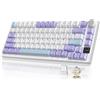 YINDIAO Tastiera meccanica YINDIAO AK820PRO con display TFT intelligente e pulsante, connessione wireless 2,4G/BT5.1/cablata USB-C, layout ANSI 75%, montaggio a guarnizione, hot-swap, switch lineare, illuminazione RGB, per PC, MAC (viola) - Dimensioni