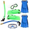 LIFKOME Occhialini Subacquei Maschera Sub e Pinne Compatte per Ragazzi, Verde, 1 Set, Silicone, Snorkeling Diving