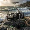 Hoppipola No-Gap Mulinello da pesca con corpo in metallo e manovella in carbonio, durevole per acqua dolce e salata, design ergonomico, misura 500-5000, nero