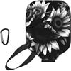 YQxwJL Copertura per pagaia in neoprene con stampa di girasoli bianchi e neri, custodia protettiva con cerniera e tasca in rete e moschettone