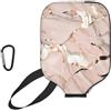 YQxwJL Copertura della pagaia del pickleball del neoprene della stampa del marmo dell'oro rosa, manica protettiva della chiusura lampo con la tasca della rete e il moschettone