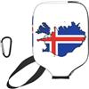 YQxwJL Copertura per pagaia da pickleball in neoprene con stampa mappa della bandiera dell'Islanda, manica protettiva con cerniera con tasca in rete e moschettone
