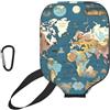 YQxwJL Copertura per pagaia in neoprene con stampa mappa del mondo, custodia protettiva con cerniera e tasca in rete e moschettone
