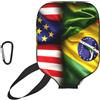 YQxwJL Copertura per pagaia in neoprene con stampa di bandiere americane e brasiliane, custodia protettiva con cerniera con tasca in rete e moschettone