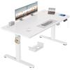 TRIUMPHKEY Scrivania Elettrica 140x70 cm Bianco+Bianco con Pannello Smart | 3 memorie, promemoria postura, USB, 2 ganci, cavi, regolazione fluida e silenziosa, design standing ergonomico ufficio/casa